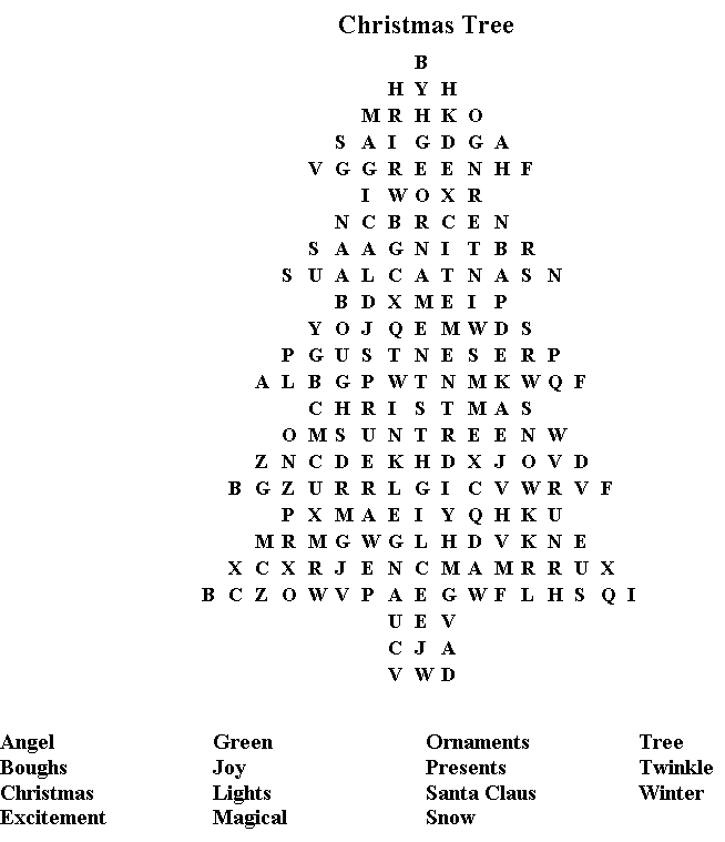 Christmas Tree Word Search Debbie s Unit Factory